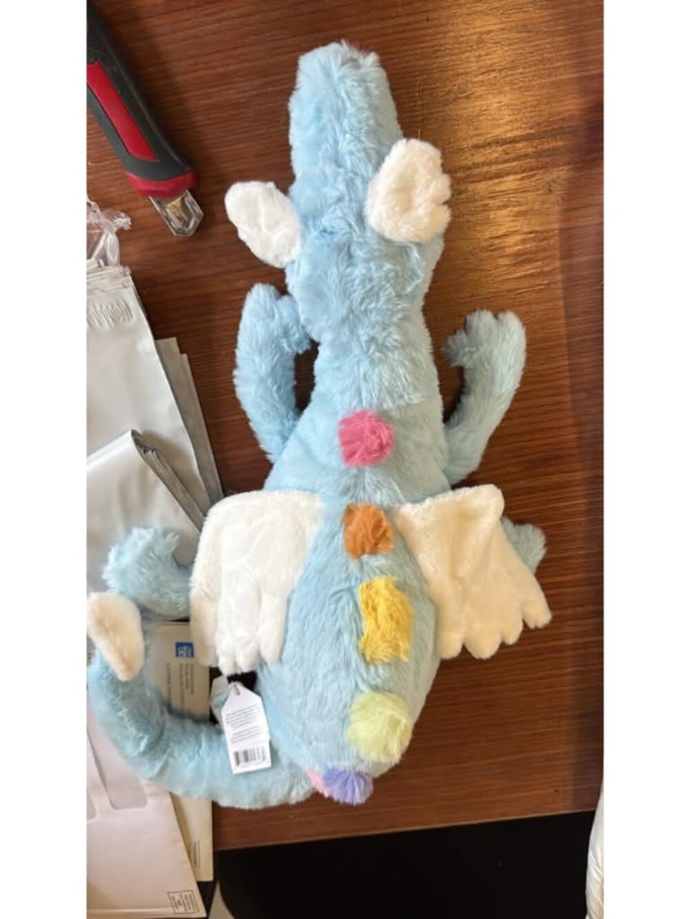 Sky Dragon Plush Full Size Stuffed Animal Sky Blue w/ Dust Bag Collectible
